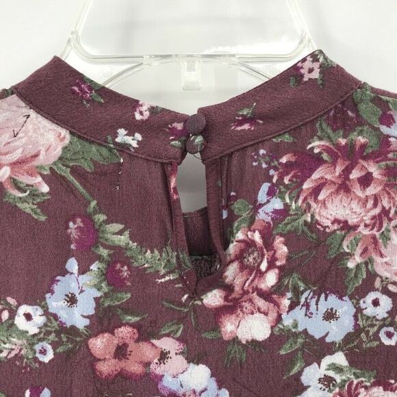 Coco &‎ Jaimeson Womens Floral Puff Sleeve Dress Purple Multicolor Lace Detail M - Picture 6 of 6